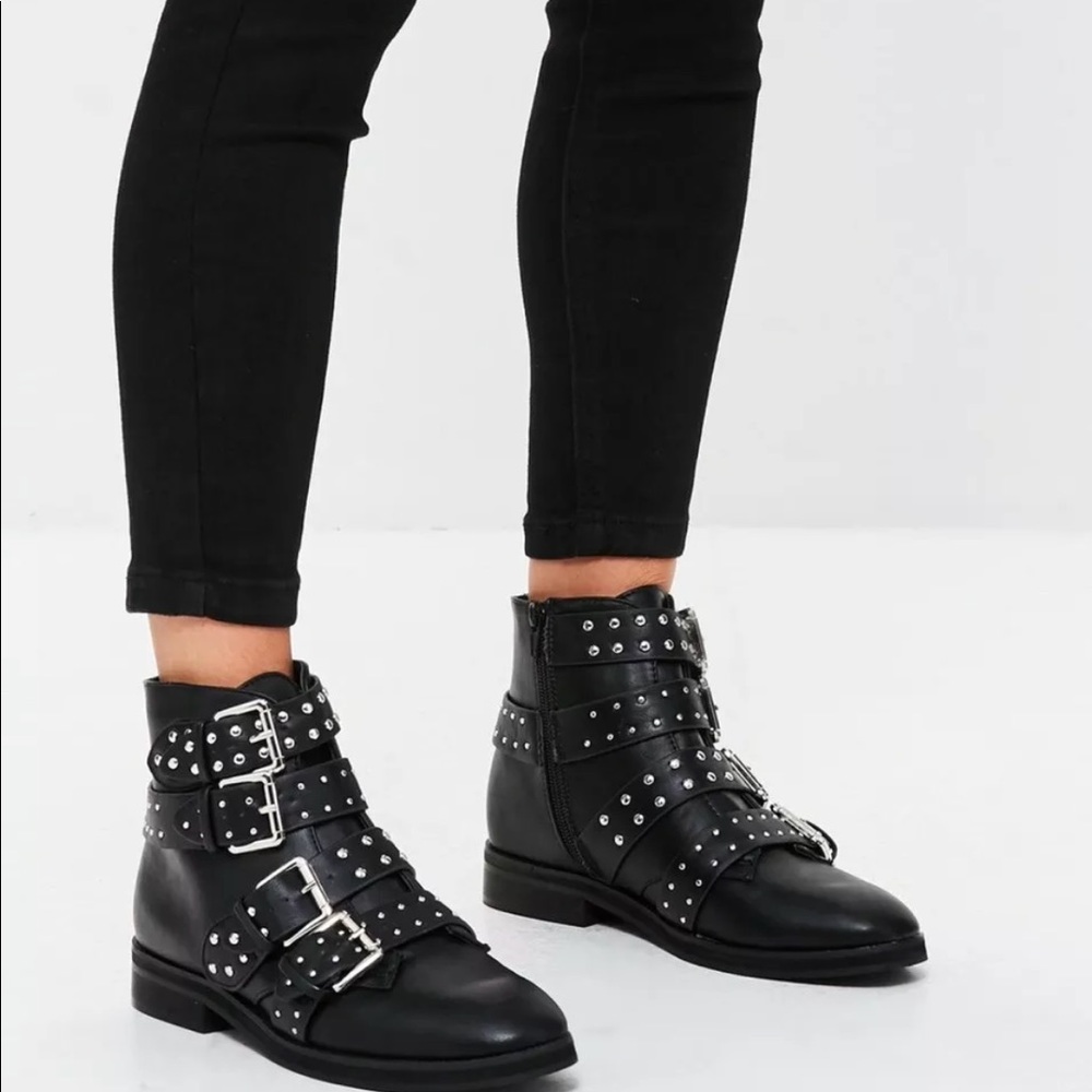 Sold. MISSGUIDED black studded BUCKLE strap ankle